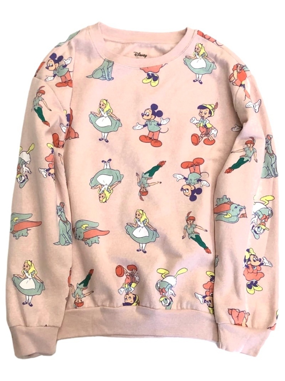Pink Classic Disney Character Print Crewneck Sweatshirt Size XS